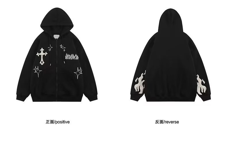 2023年跨境货源美式日系刺绣开衫连帽卫衣男宽松潮流百搭休闲外套详情12