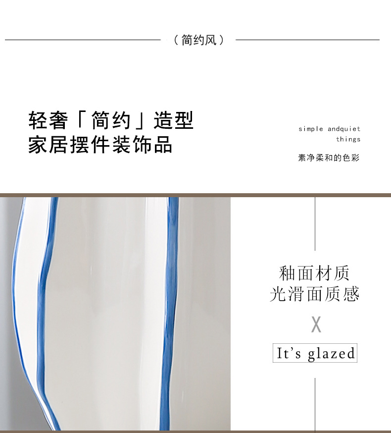 2025 Modern and simple white ceramic vase ornaments, creative hand-painted dried flower arrangement for the living room entrance, sample room soft decoration vase ornaments, vase home ornaments, porcelain vase handicrafts pic 9