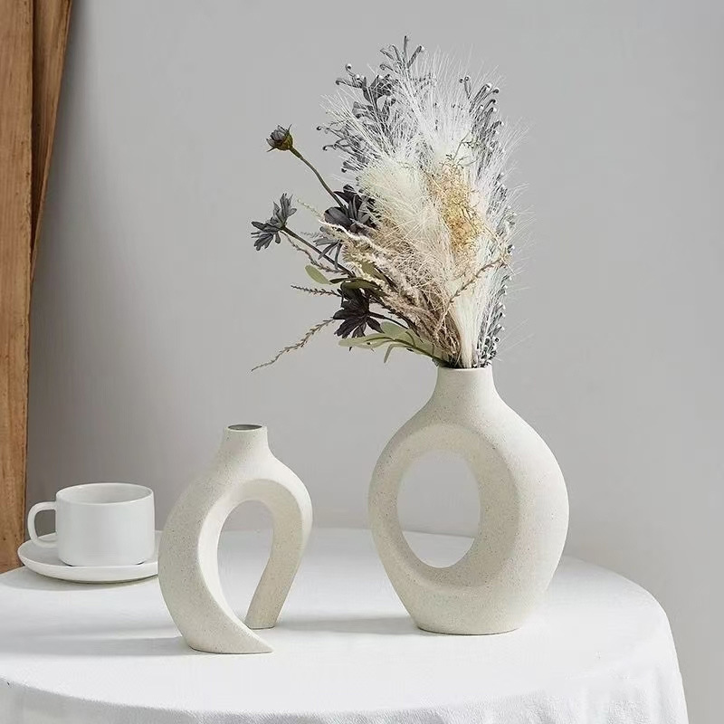 Nordic-style ceramic vases and flower arrangements, high-end and niche living room entrance hall home decoration vases and ceramic flower vases pic 3