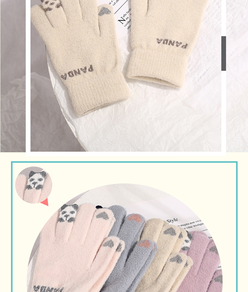 小熊触屏手套秋冬季女加绒加厚户外保暖骑行骑车棉手套厂家批发详情2