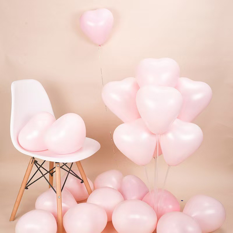 Macaron heart-shaped balloons for the Qixi Festival confession, wedding decoration, birthday party, cute girl atmosphere, and non-toxic pic 16