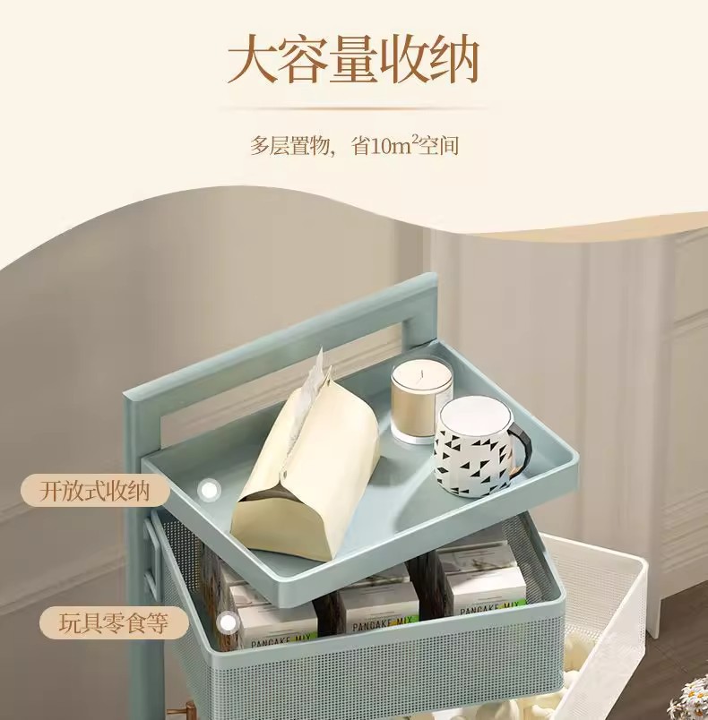 【长期主义好物】收纳小推车置物架旋转收纳可移动床头化妆品整理详情15