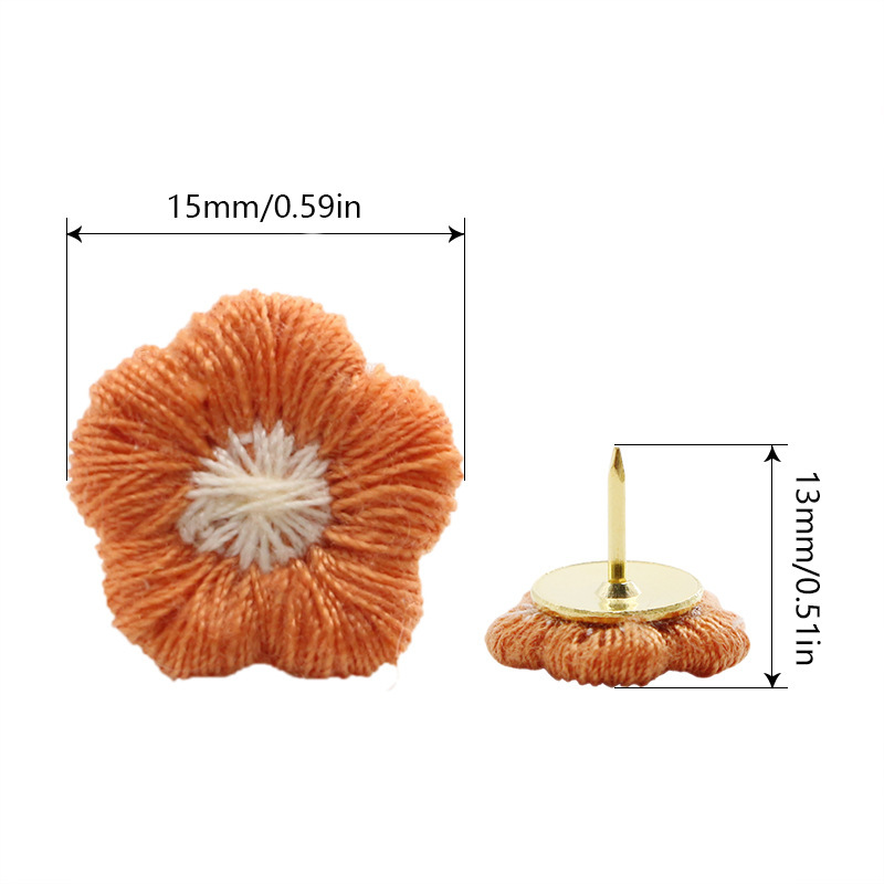 Creative and cute embroidered colorful flowers, 60 dark/light I-shaped nails, plastic box set, metal flat-head nails pic 6