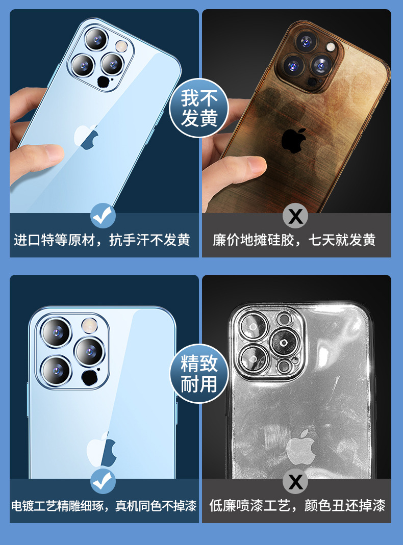 自带镜头膜电镀tpu透明适用iPhone15手机壳全包苹果14Pro防摔软套详情37