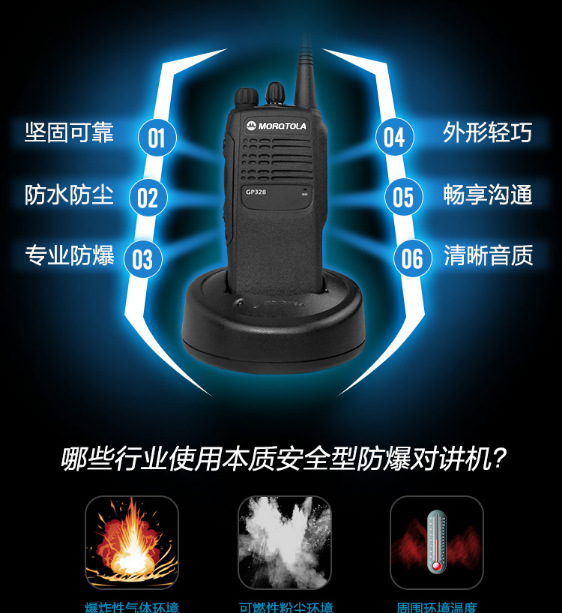 摩托GP328防爆对讲机化工厂加油站对讲户外机GP338煤矿国企采适用详情6