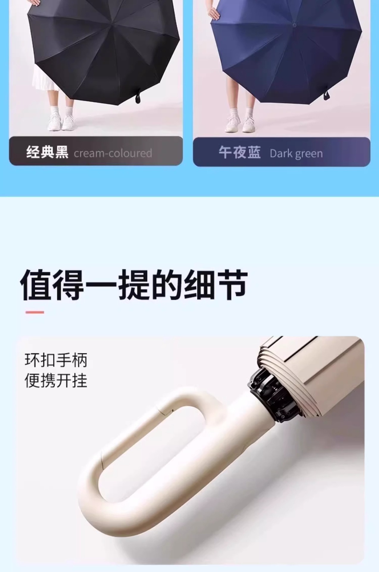 全自动72骨环扣雨伞定制批发晴雨两用遮阳伞防晒折叠伞商务太阳伞详情38