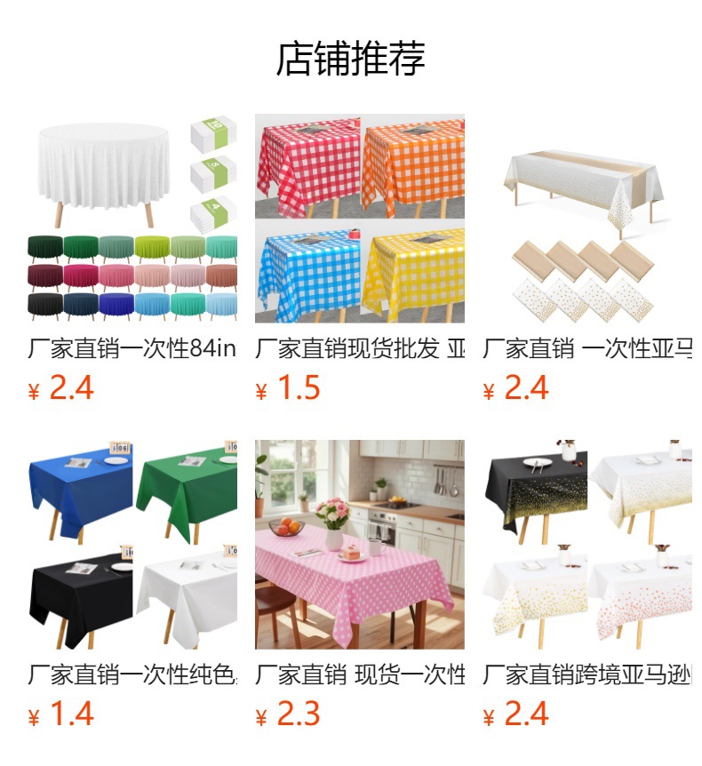 厂家直销 现货批发 亚马逊格子派对桌布一次性塑料桌布圆形84in详情1