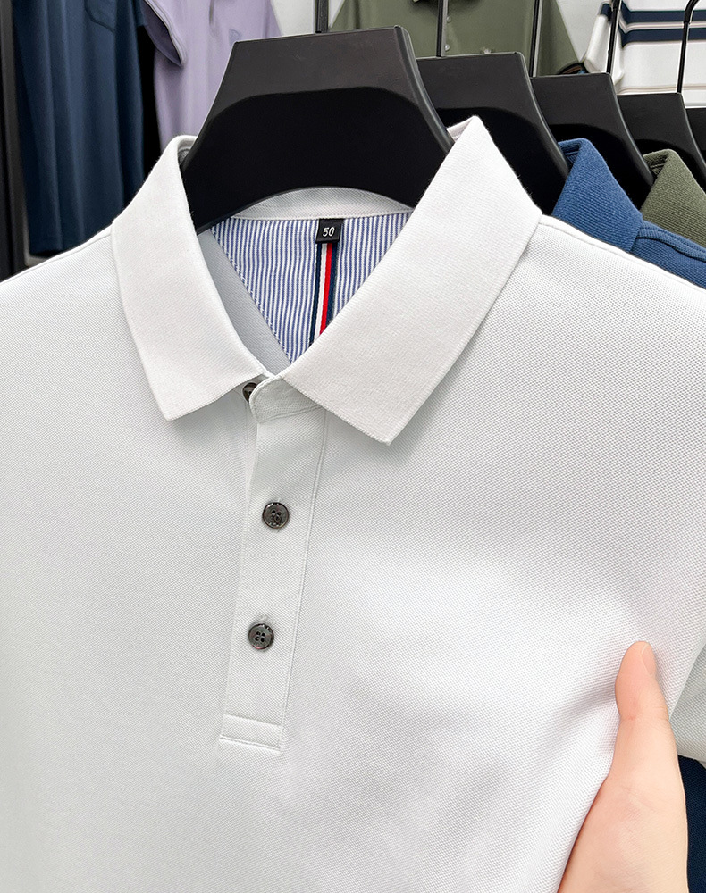 细珠地纯棉polo衫短袖男夏季新款中年纯色商务休闲翻领男士t恤详情39