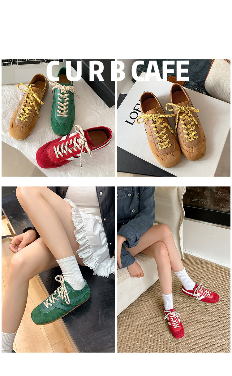 【苏茵茵同款】复古内增高德训鞋2025透气休闲运动女鞋真皮阿甘鞋详情3