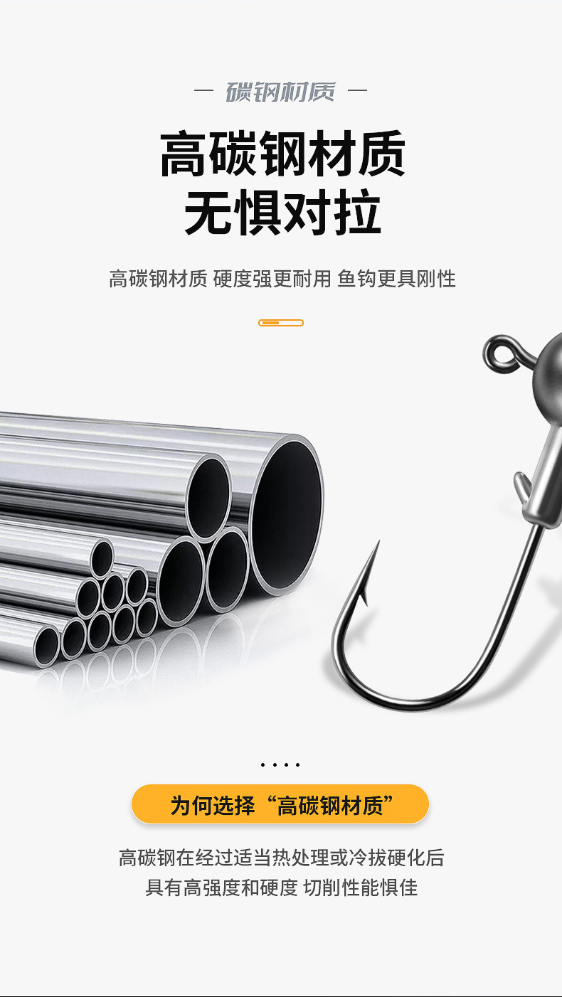 批发渔具50个加强足克铅头钩原色内德钩软饵路亚钩朝天钩血槽微物详情7