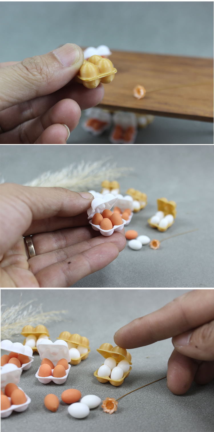Dollhouse Miniature food toys 1:12 point model life setting Egg preservation box Egg tray pic 6