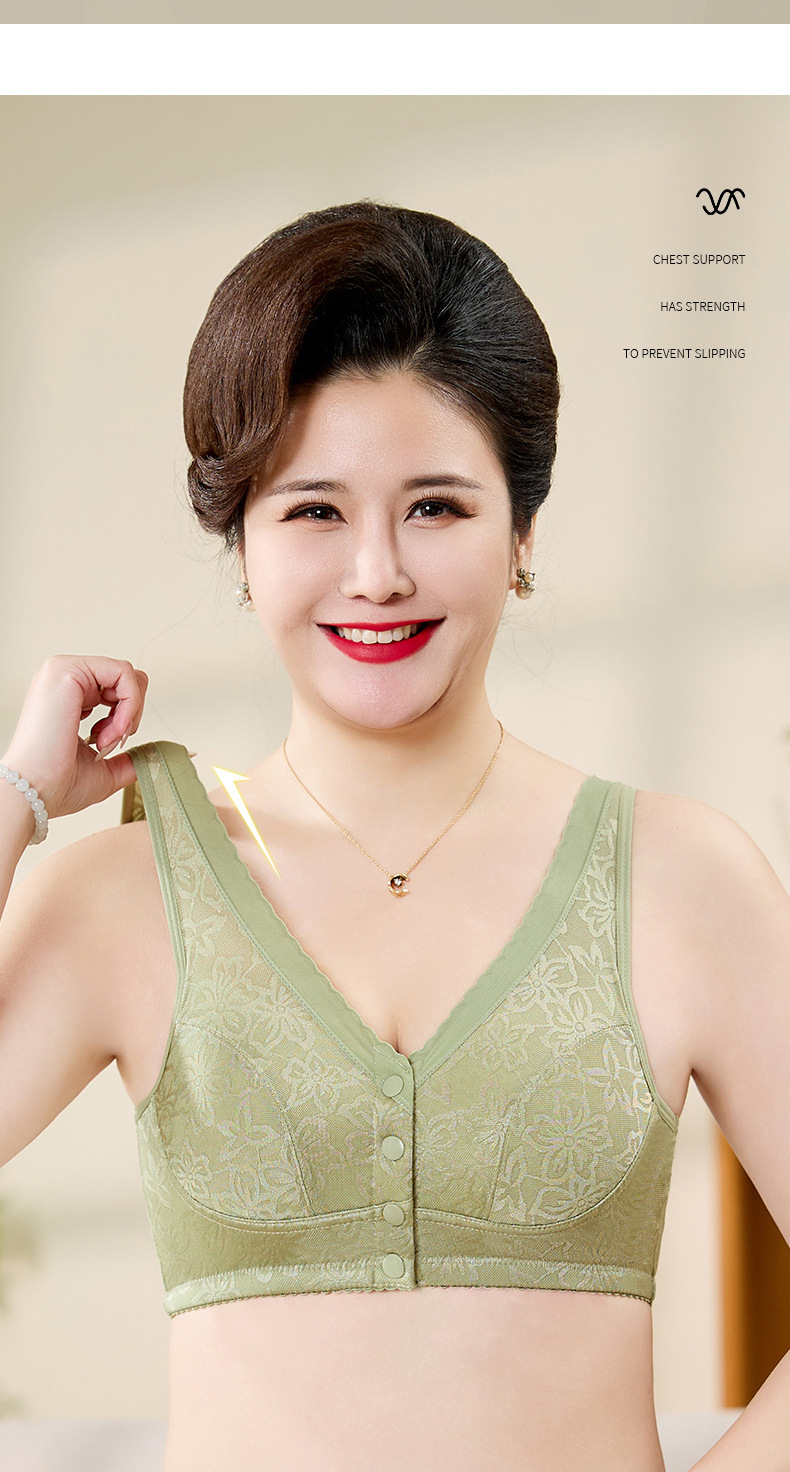 妈妈文胸中老年人背心式透气胸罩夏季薄款大码前开扣中年妇女内衣详情11