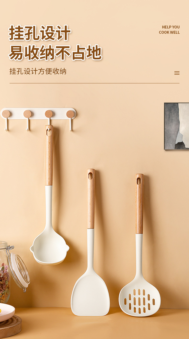 Kitchenware sets, silicone spatulas, non-stick spatulas, soup spoons, household food-grade high-temperature resistant collets, cross-border wholesale pic 12