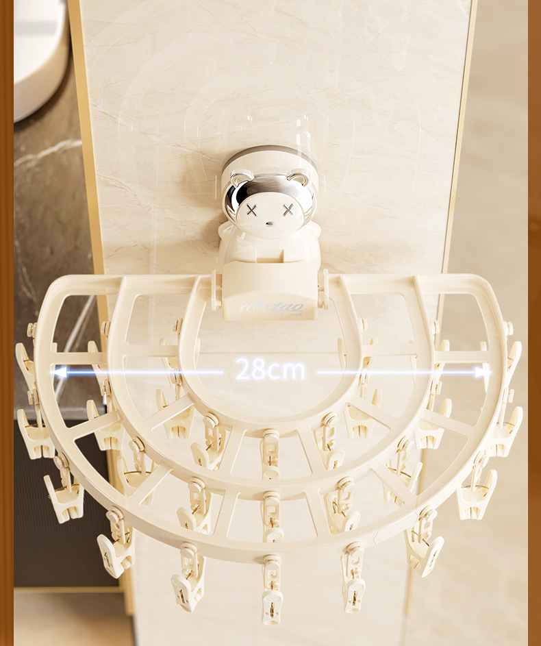 吸盘晾衣架家用可折叠免打孔壁挂式多功能内衣袜子晾晒架夹子架01098详情10