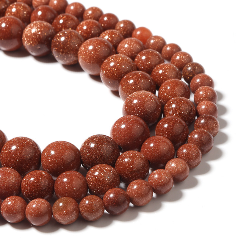 Wholesale of semi-finished products, natural gold sand stone loose beads, high-quality gold sand stone diy hand-strung beads, jewelry accessories, and Buddhist prayer beads pic 6
