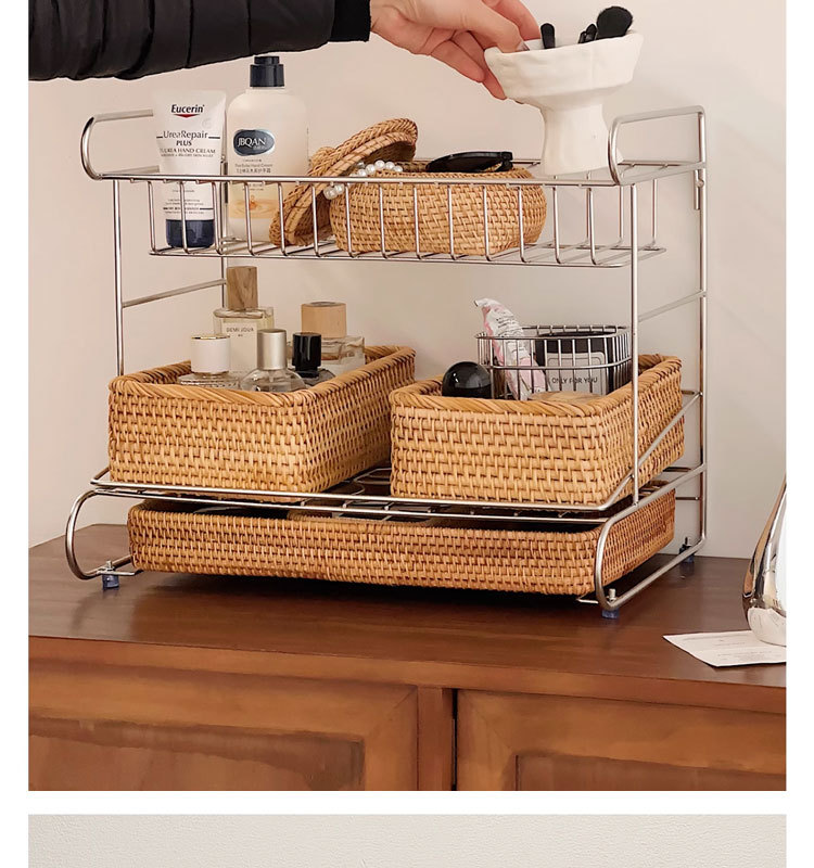 轻奢高级感304不锈钢多功能三层香水化妆品台面收纳整理置物架详情19