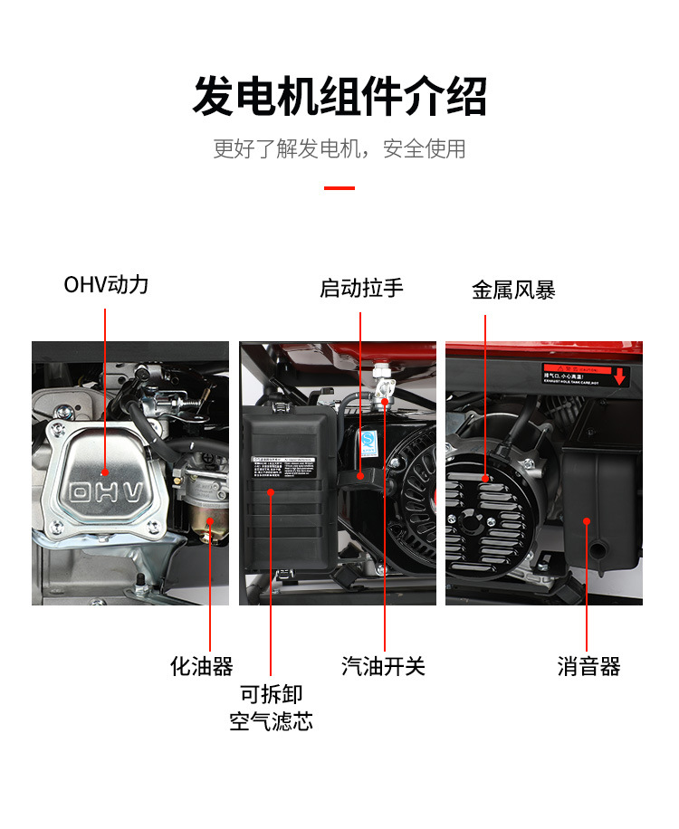 现货汽油发电机10千瓦8KW三相380伏3KW 5KW7KW低噪音220V一台起批详情8