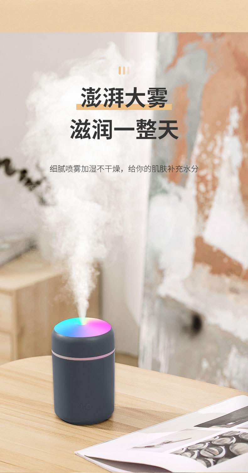 七彩夜灯USB室内空气加湿器插电车载氛围灯迷你香薰机喷雾器厂家详情10