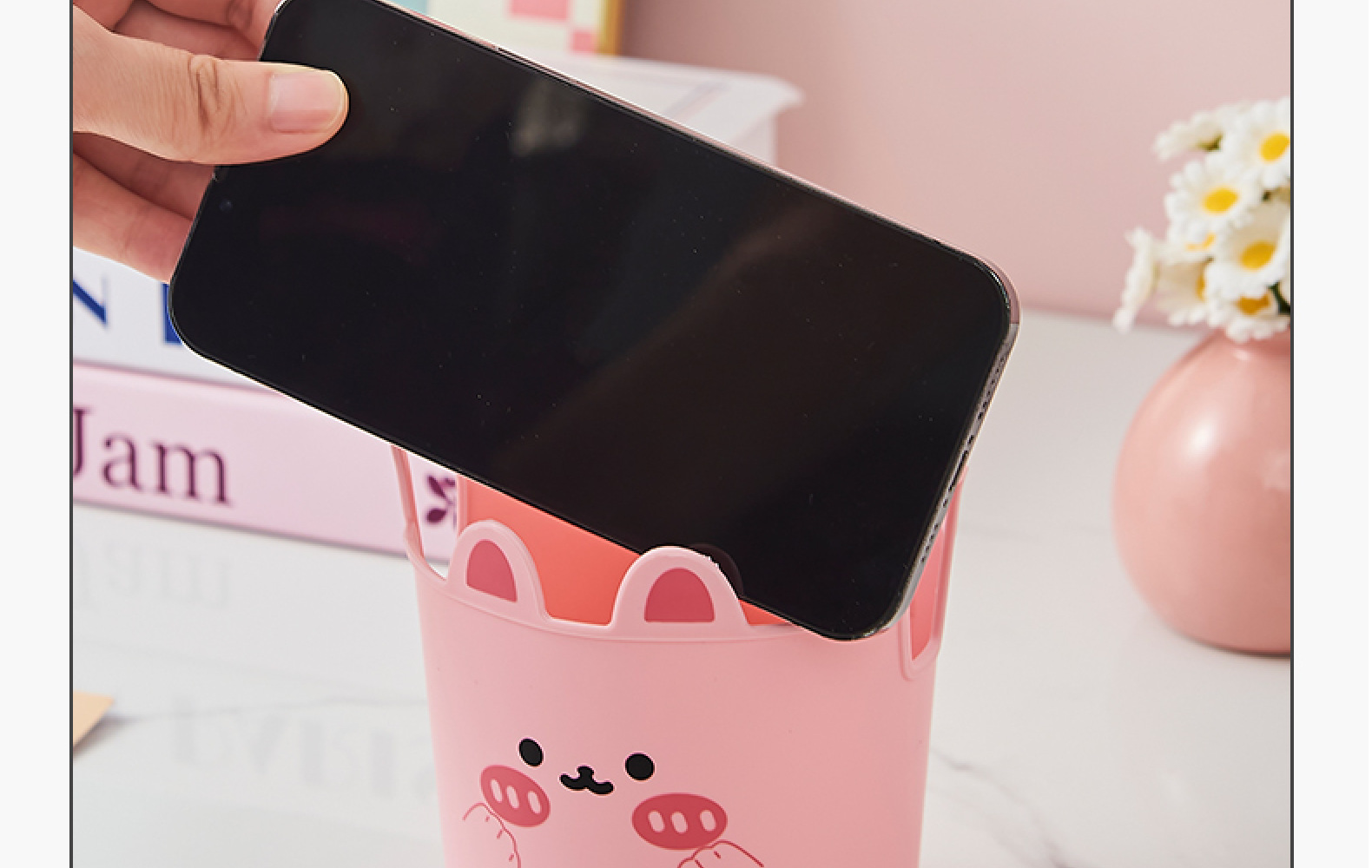 Cute rabbit pen holder, office, student, child, girl, desk, stationery storage rack pic 13