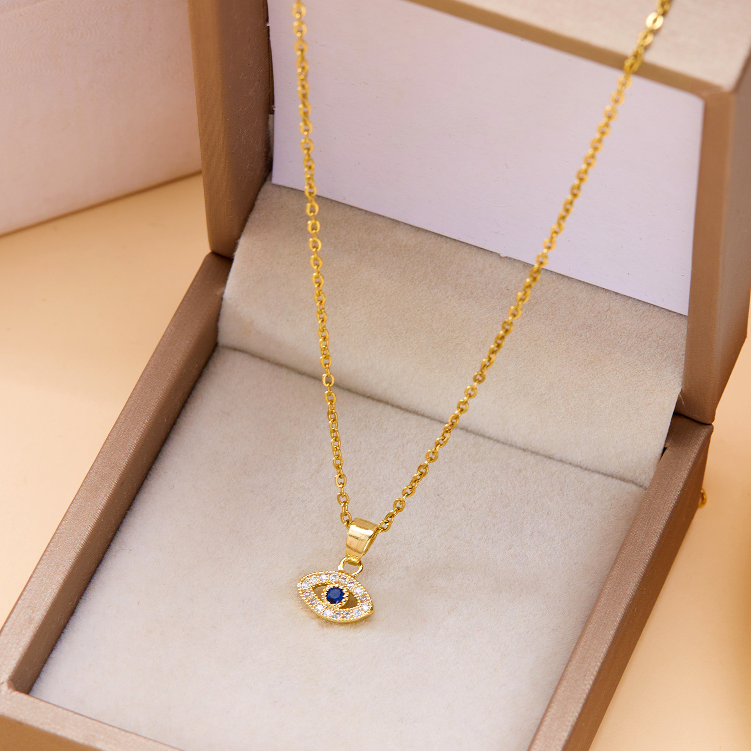 欧美恶魔之眼新款满钻眼睛吊坠钛钢项链百搭小众抽拉手链项链组合详情6