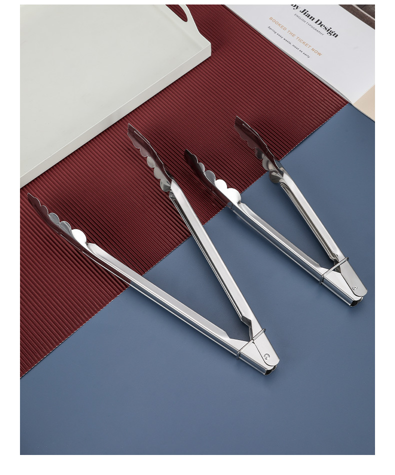 不锈钢食品夹厨房家用烹饪工具厂家批发自助餐烧烤肉面包食物夹详情9