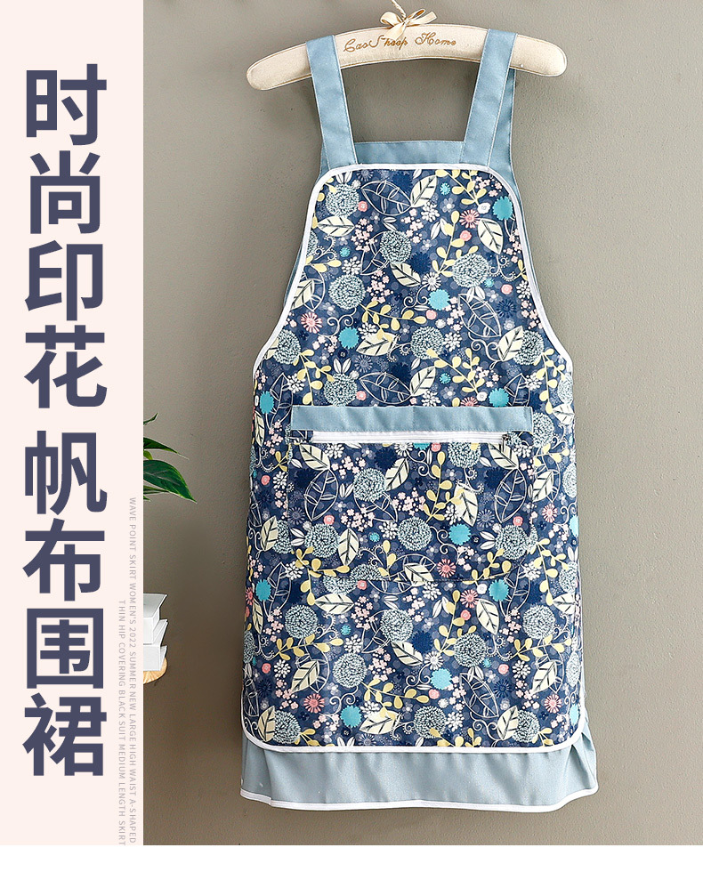 Home kitchen apron, stain-resistant and wear-resistant canvas, fresh and simple couple waists, restaurant work clothes, stain-resistant country style, sleeveless Korean style apron for women pic 1