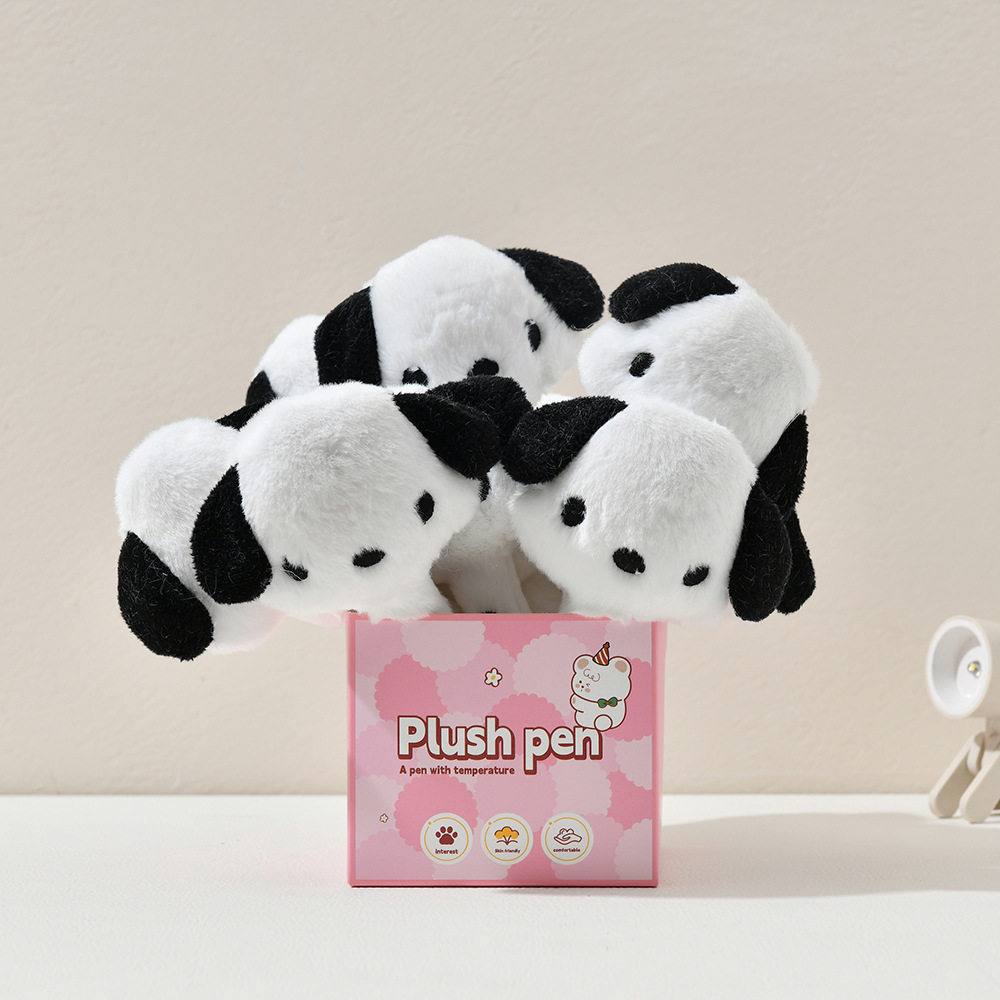 晨兮毛绒笔熊猫笔可爱笔按动中性笔黑色可爱创意黑笔学生用品文具详情18