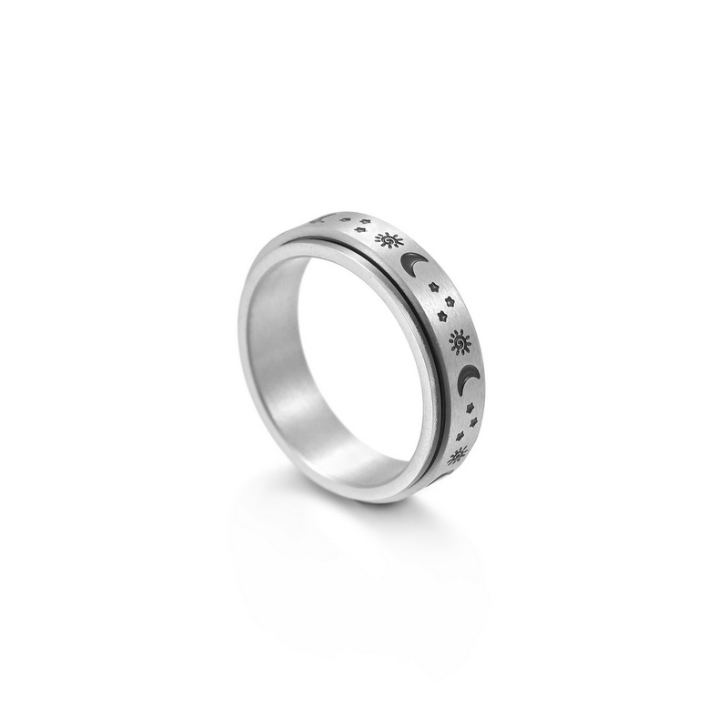 Amazon source Star Moon rotating titanium steel stress-relieving ring, standard US size cross-border jewelry wholesale pic 10