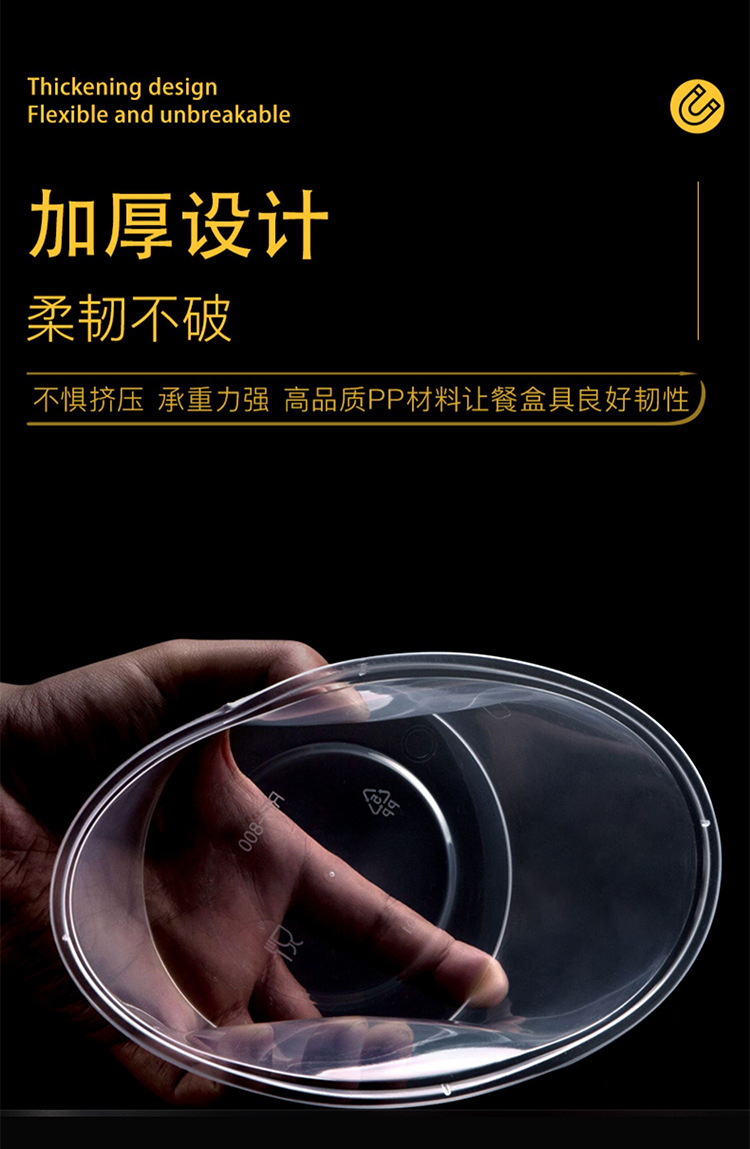 Disposable takeout packaging boxes with LIDS, thickened soup bowls, transparent round, food-grade whole cases wholesale pic 4