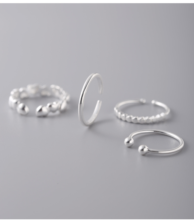 925 sterling silver smooth heart-shaped set ring for women, simple and niche design, sweet and elegant, open tail ring B5370 pic 9
