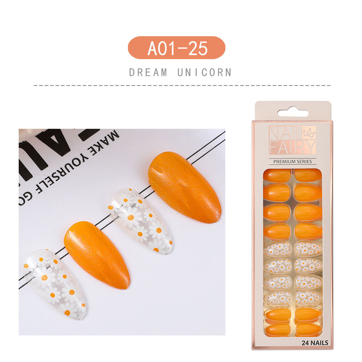 Cross-border fresh water drop nail nail patch finished nail patch detachable pointed nail wearable nail patch false nail pic 9
