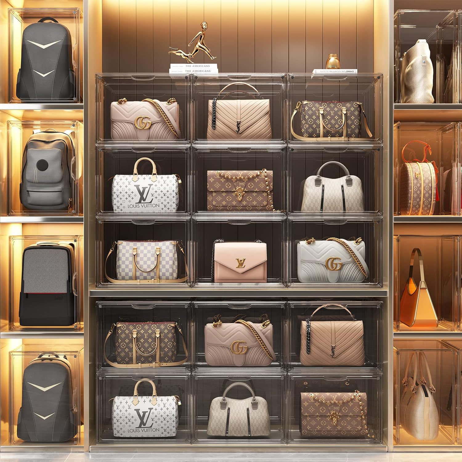 跨境包包收纳盒多功能透明防尘展示柜奢侈品香水盲盒手办收纳柜详情4