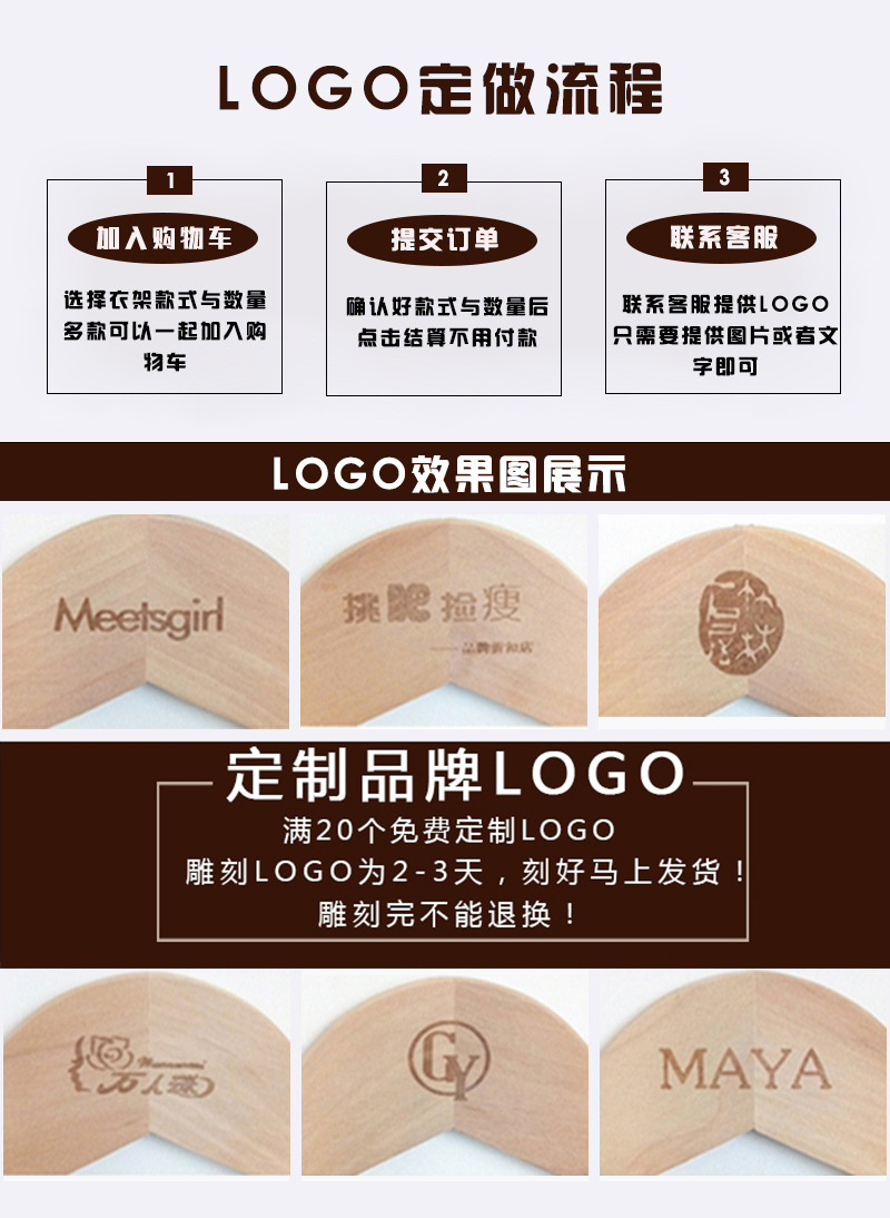 刻字批发原木实木衣架服装店专用木质防滑木头衣挂衣撑子男装女装详情1