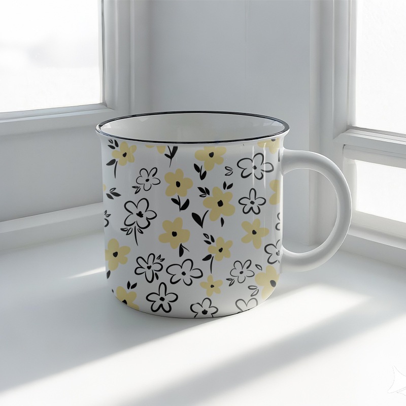 Fuente fábrica de alto nivel de apariencia retro imitación esmalte tazas de cerámica tazas publicitarias personalizadas tazas de café acompañantes tazas de regalo de mano pic 6