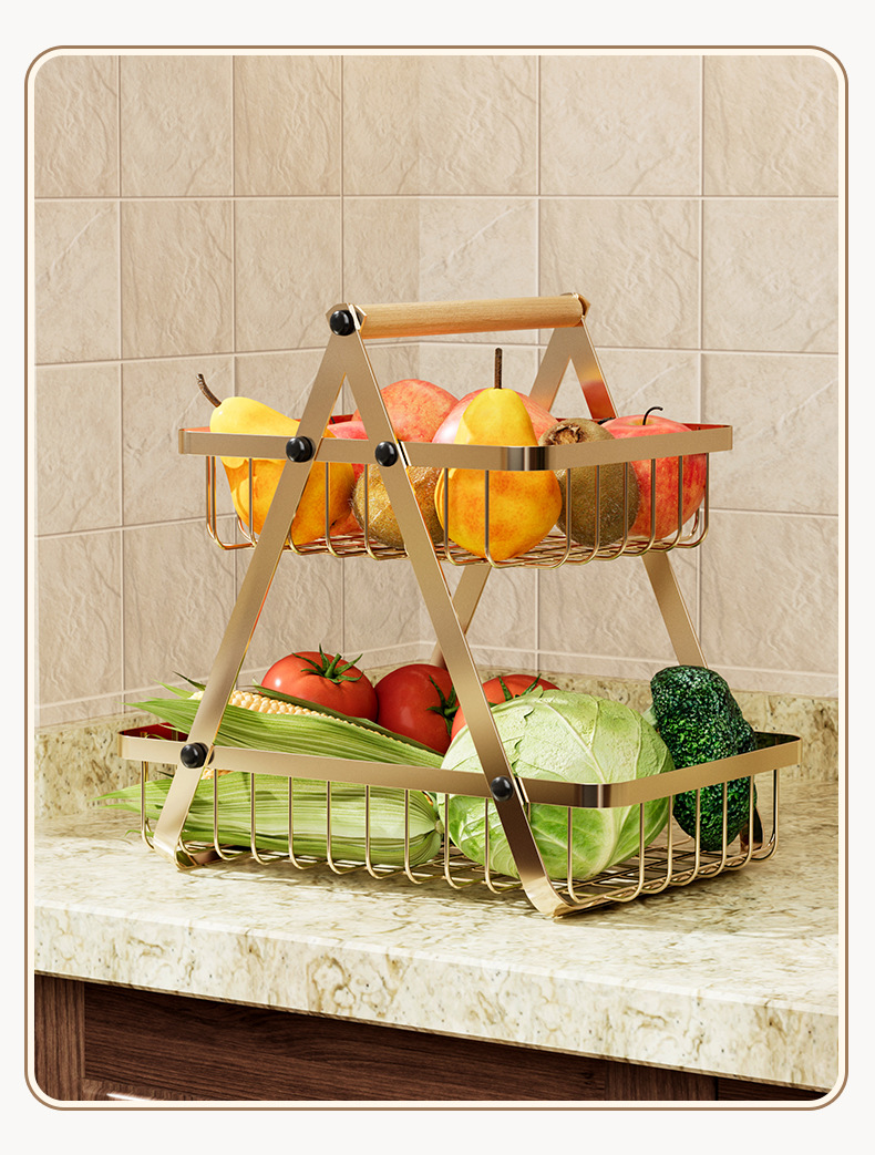 厨房多功能蔬果收纳架水果盘零食蔬菜置物架手提糖果托盘果篮详情21