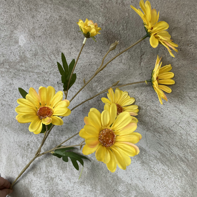 长枝6头雏菊婚庆用品路引插花婚礼堂商场装饰假花小雏菊仿真花详情141