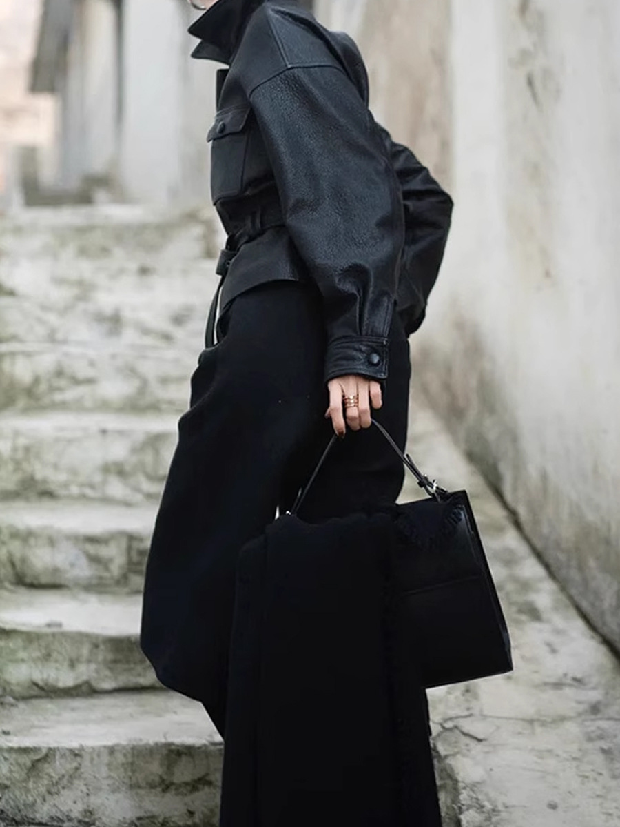 宋佳同款皮衣短外套女2025春新款收腰显瘦夹克高级感炸街机车服详情8