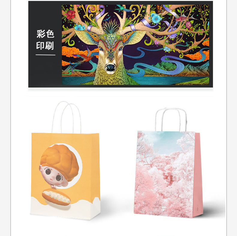 Customized kraft paper bags, hand-held bags, small-batch customized logo catering packaging, takeout bags, kraft paper gift bags pic 9