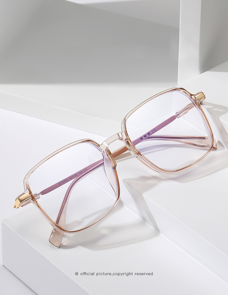 老花眼镜中老年人眼镜时尚优雅女神香槟金素颜大框老花镜2055批发详情1