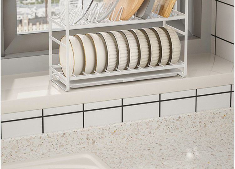 Bowl and plate storage rack, cupboard bowl rack, small cabinet interior storage rack, kitchen bowl and plate draining carbon steel storage and organization rack pic 14