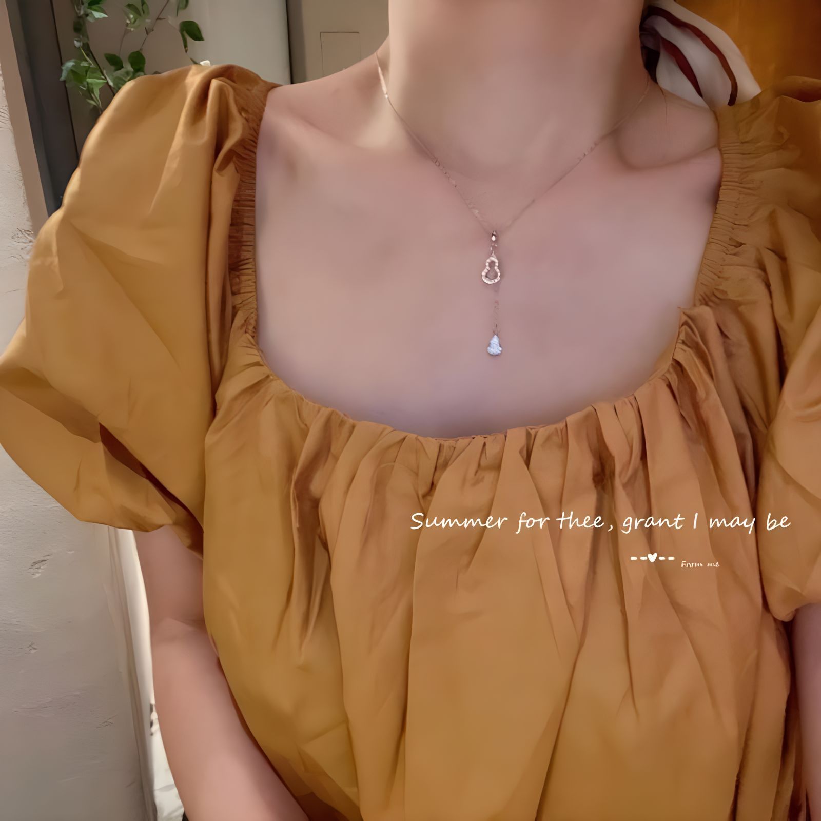 银贝福禄双全纯银S925项链女小众设计锆石款锁骨链流苏葫芦吊饰品详情5