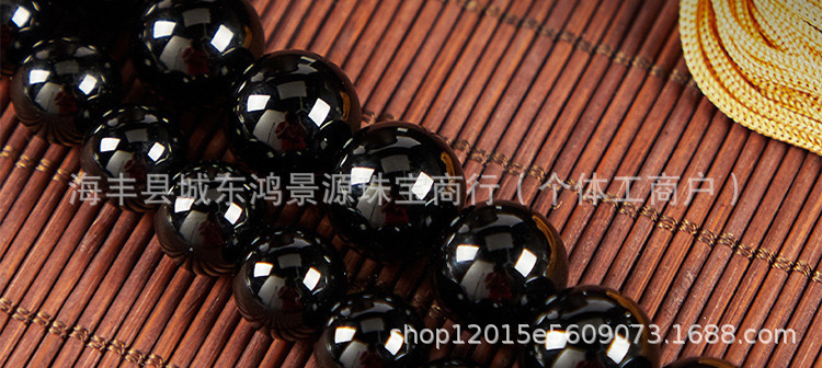 天然黑曜石散珠diy乌金黑曜石手链半成品纯黑7A黑曜石DIY隔珠饰品详情7