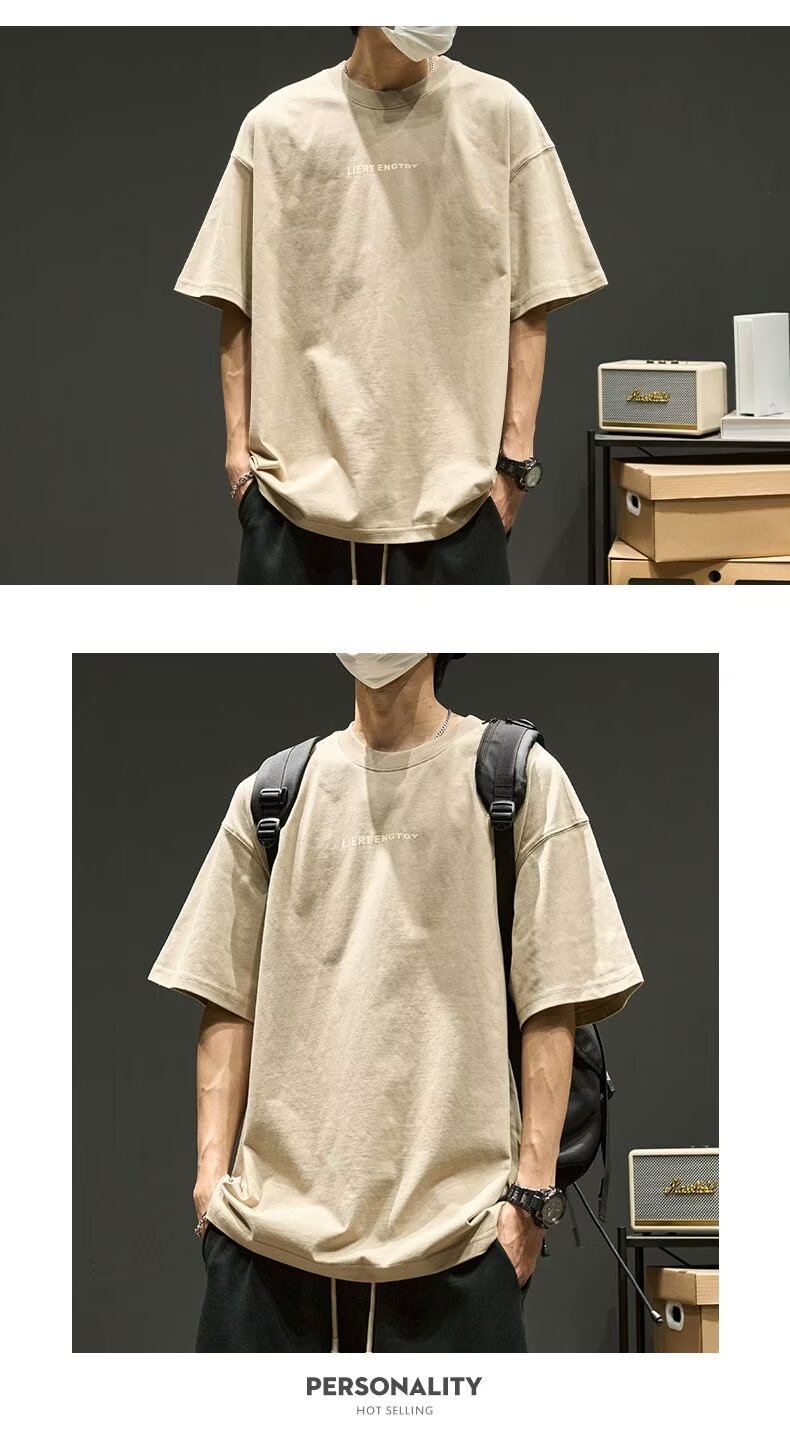 夏季男士t恤潮牌潮流简约半袖上衣男装短袖纯棉衣服男生体恤印花详情25