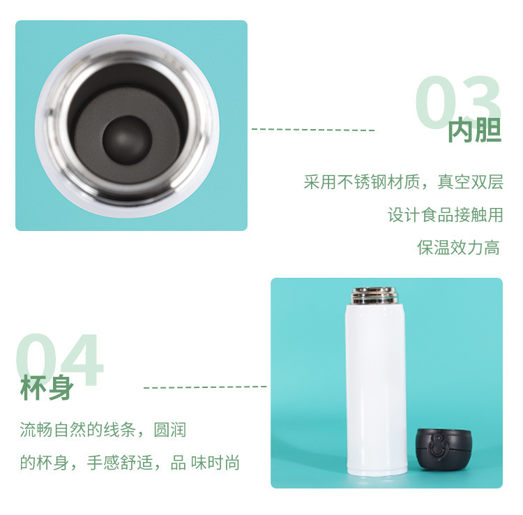 新款不锈钢弹跳保温杯便携双层车载水杯情侣创意礼品定 制厂家详情4