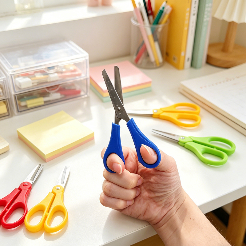 儿童学生刻度剪办公文具剪手工小剪刀家用DIY手工剪带刻度圆头剪详情2