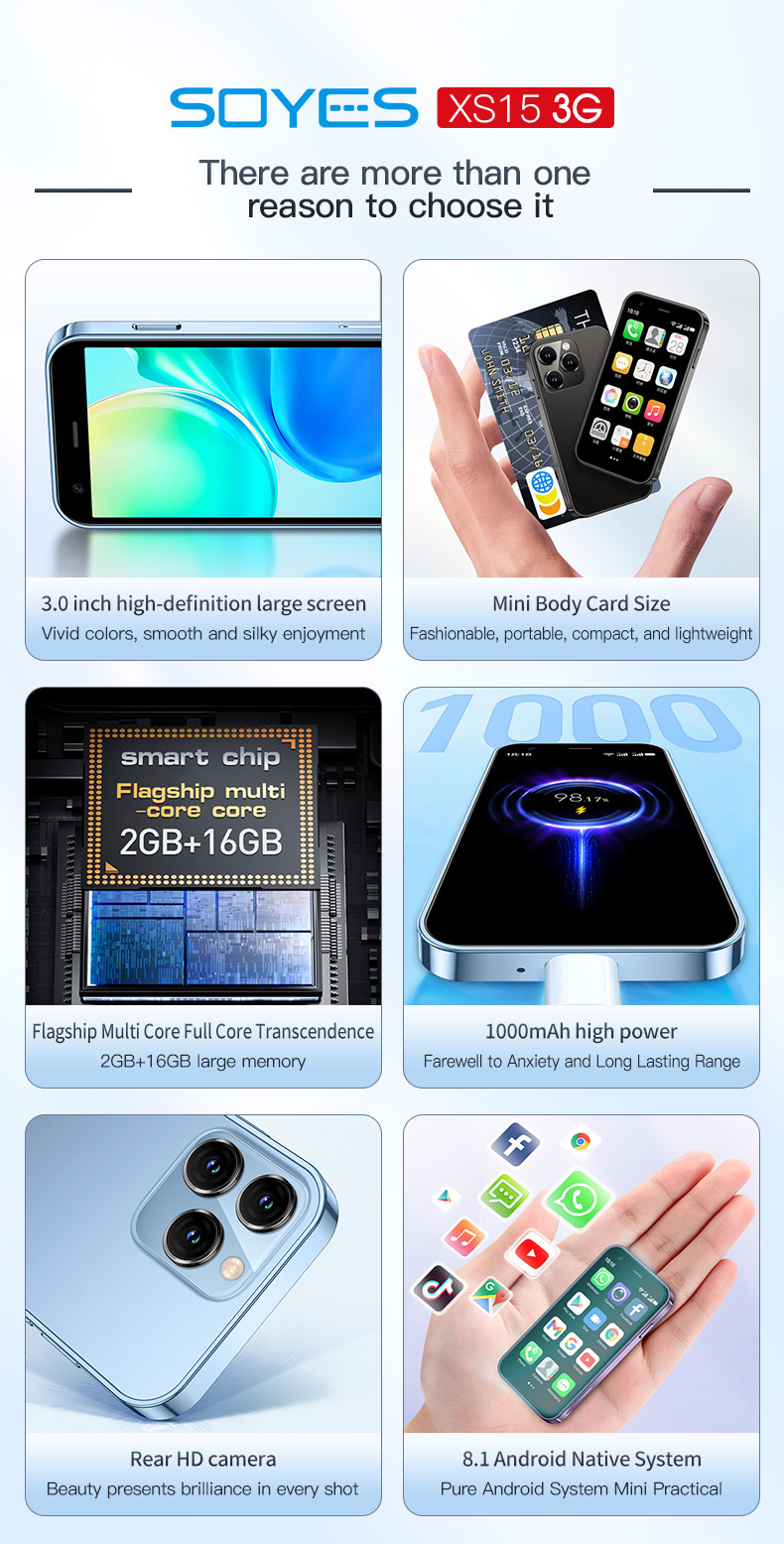 跨境热销安卓手机袖珍小智能手机3G迷你手机SOYES XS15谷歌国际版详情4