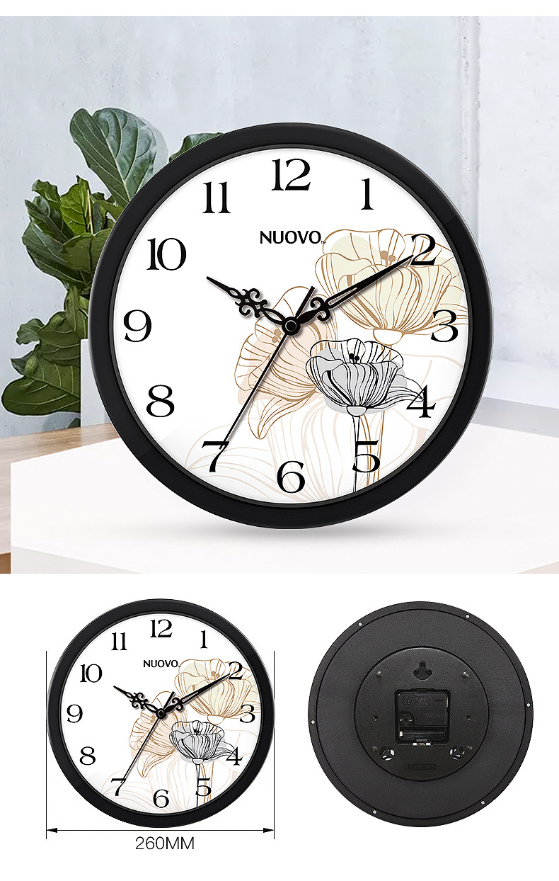 恒丽10寸客厅挂钟简约装饰挂墙钟表中国风创意静音时钟厂家批发详情16