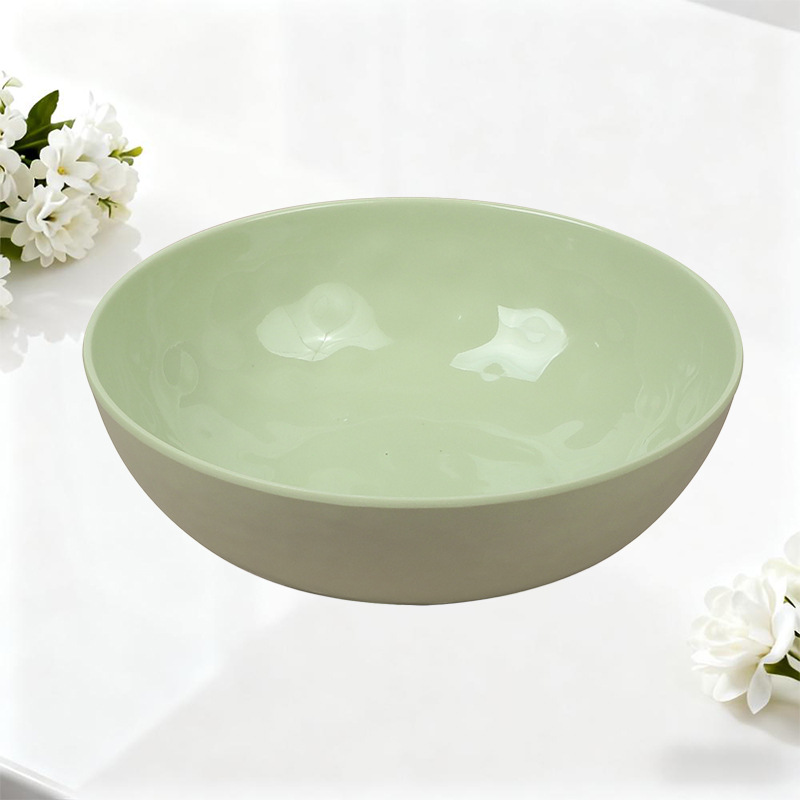 外贸绿色斗碗粥碗防摔仿瓷碗密胺塑料食堂餐厅广口喇叭碗汤碗定制详情14