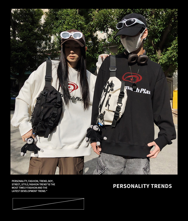 斜挎包潮牌男士百搭休闲胸包工装简约ins腰包日系情侣单肩斜挎包详情2