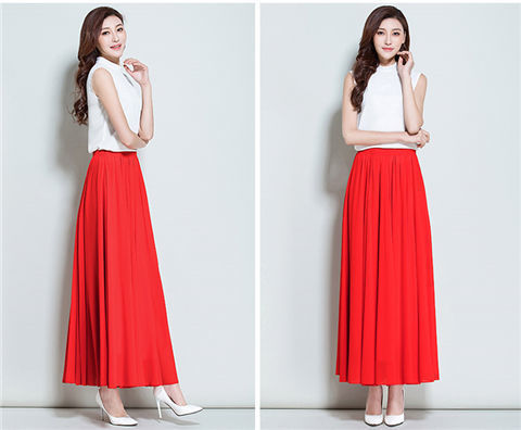 New fashionable, bright red MIDI dress for summer and spring, high-waisted and slimming, chiffon MIDI dress, mid-length beach style pic 32